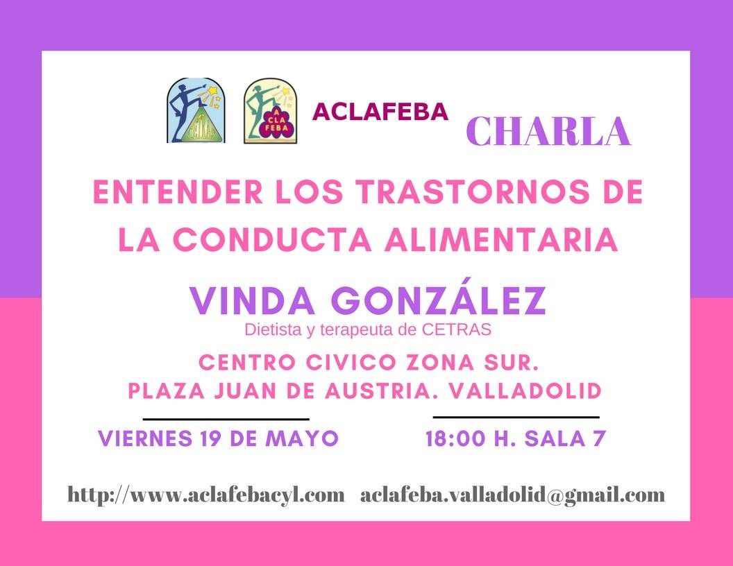 cartel de la charla de Vinda-Aclafeba con información: hora-18:00, sala7 del Centro Cívico Sur