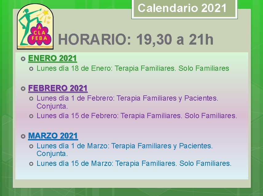 Primer trimestre calendario ACLAFEBA 2021