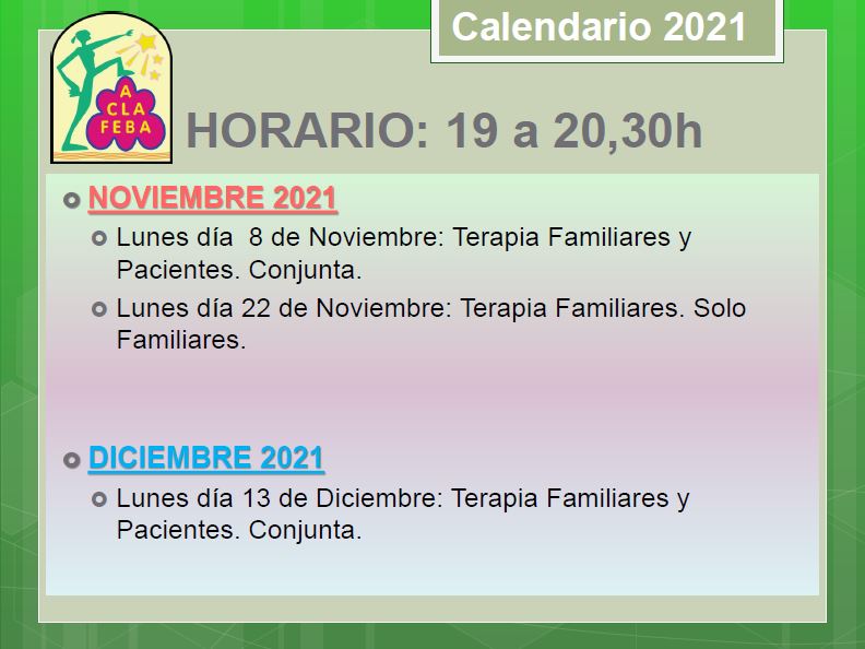 Meses abril y mayo del calendario ACLAFEBA 2021